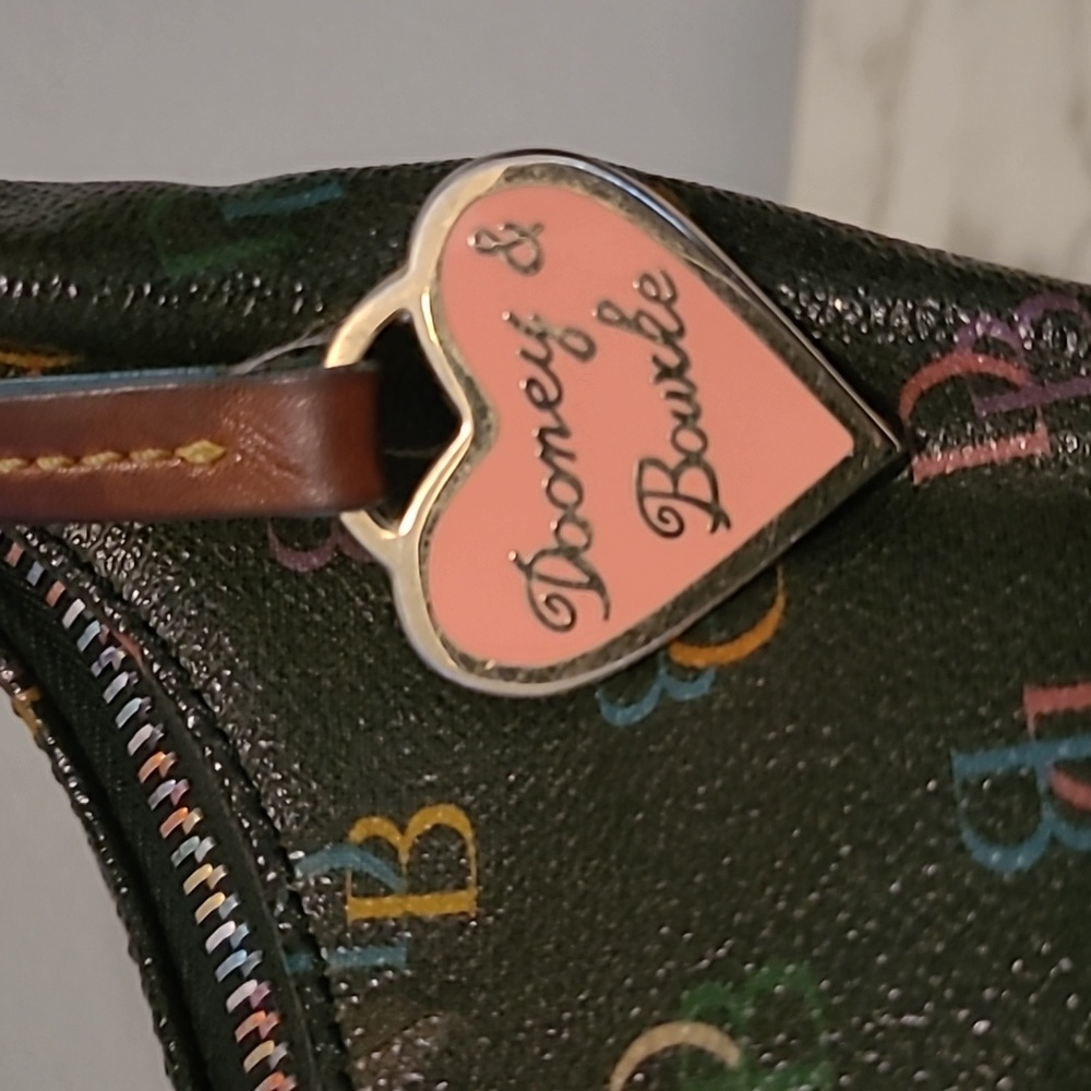 Vintage Dooney & Bourke Rainbow Monogram Logo Mini Hobo Bucket Bag Purse Y2K - Picture 2 of 16